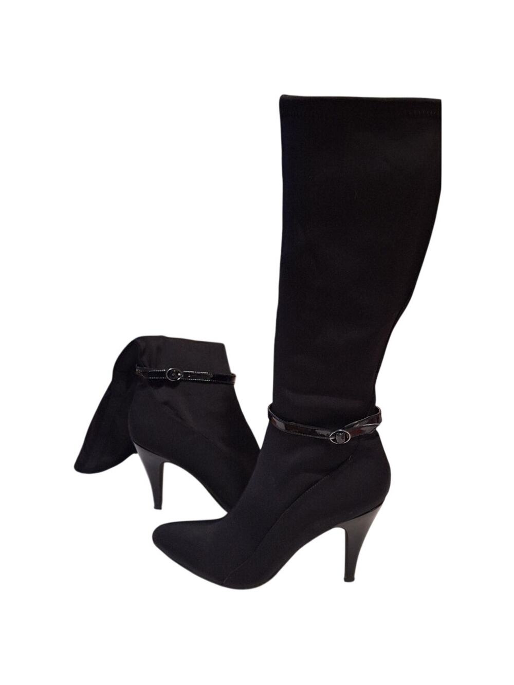 Nine West Brantyn Womens Neoprene Sock Soft Heeled Boots Black Size 7.5 Stretch